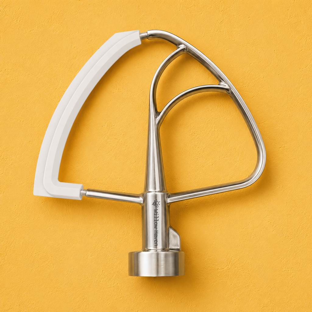 Willow Haven flex edge beater in classic white for KitchenAid 6 Qt bowl-lift mixers